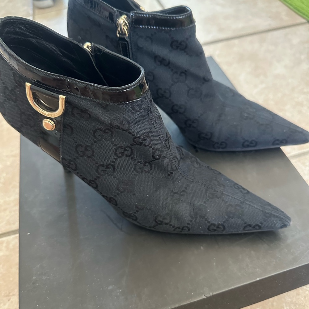 Gucci Black Monogram Ankle Booties